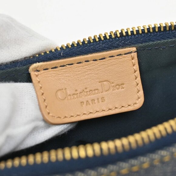 CHRISTIAN DIOR Logo Saddle Shoulder Bag Canvas Denim Canvas Leather Blue - Picture 12 of 15